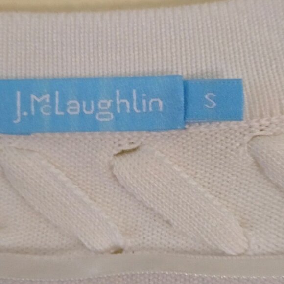 J. Mclaughlin White Whip Stitch Detail Open Front Cardigan Sweater Size S - Picture 4 of 5